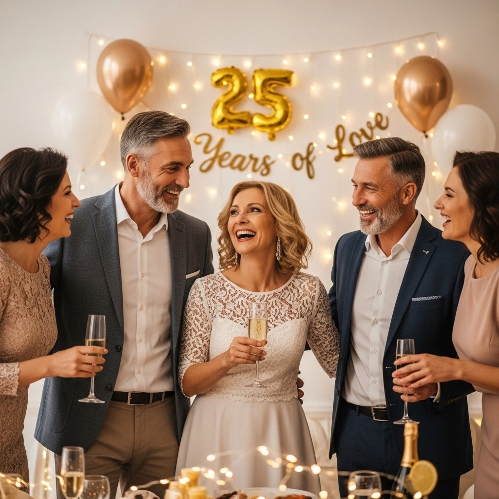 Funny & Playful 25th Wedding Anniversary Wishes for Friends