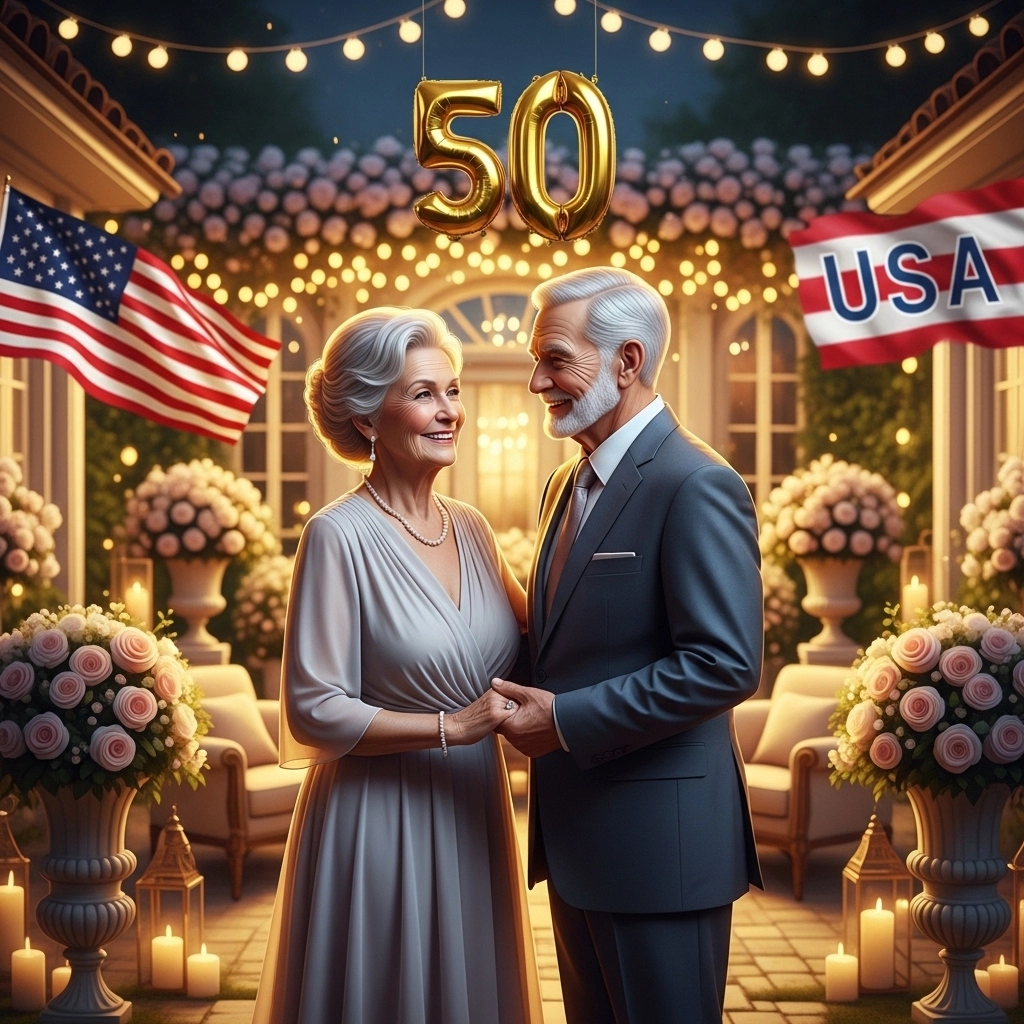 Romantic 50th Anniversary Wishes for Couple
