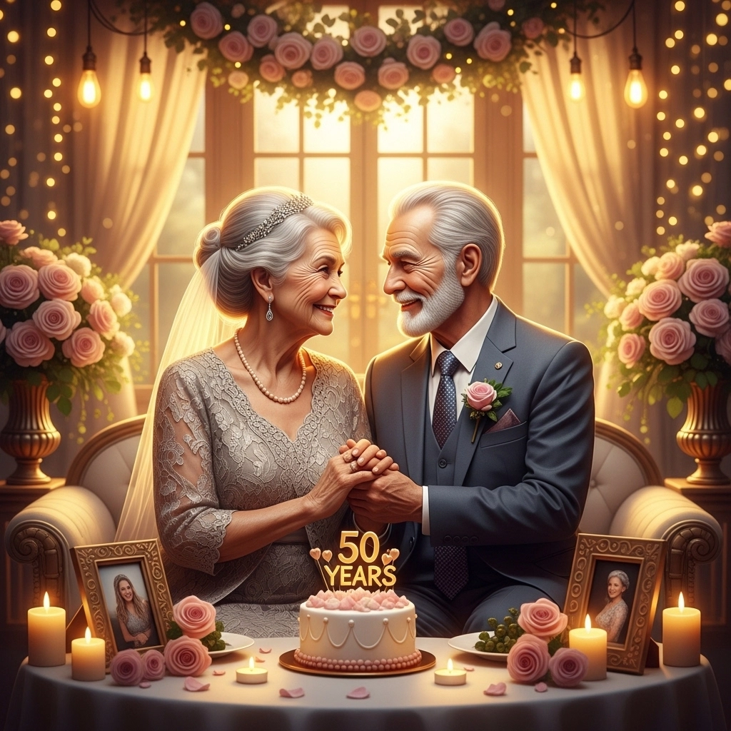 Romantic 50th Wedding Anniversary Wishes for Friends