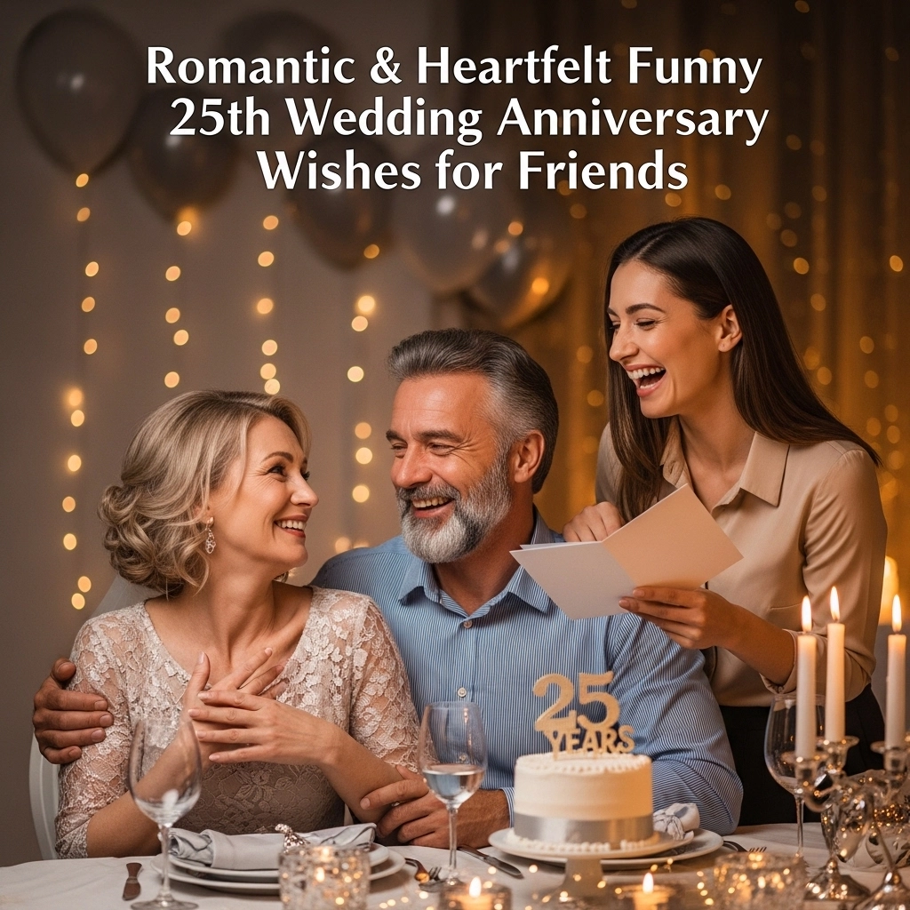 Romantic & Heartfelt Funny 25th Wedding Anniversary Wishes for Friends