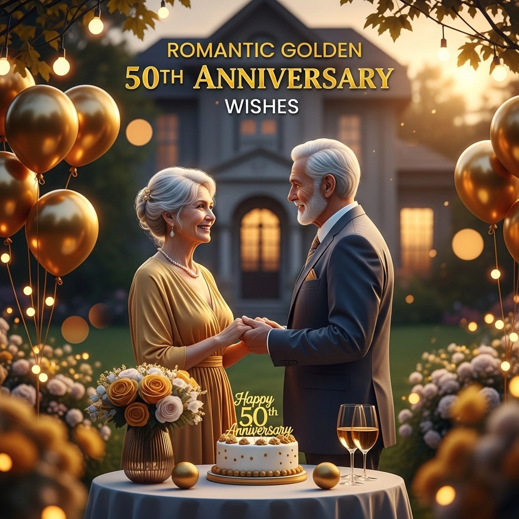 Romantic Golden 50th Anniversary Wishes