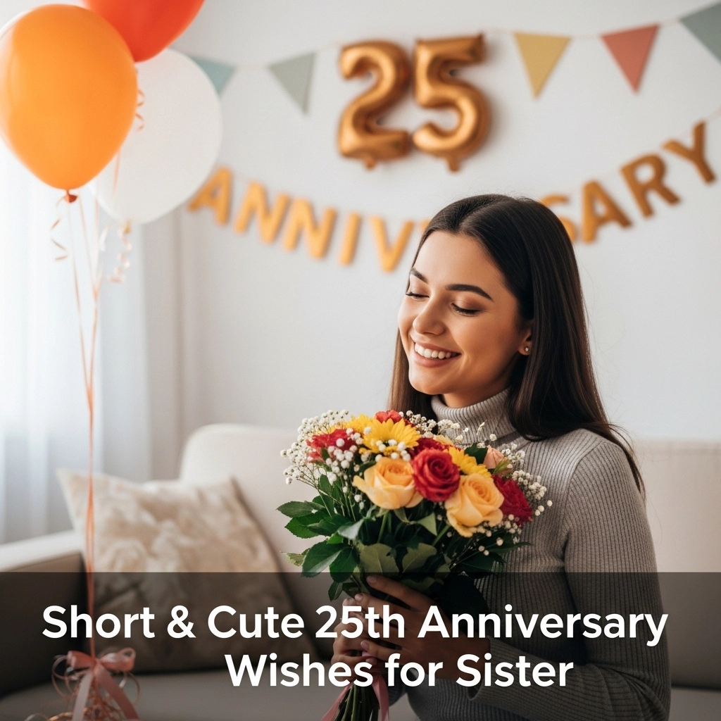 Short & Cute 25th Anniversary Wishes for Sister