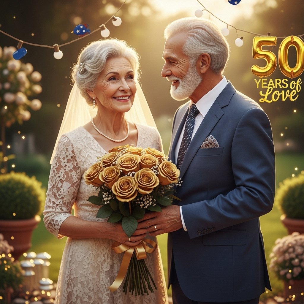 Short & Cute 50 Years Wedding Anniversary Wishes