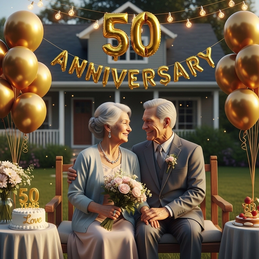 Short & Cute 50th Anniversary Wishes for Couple