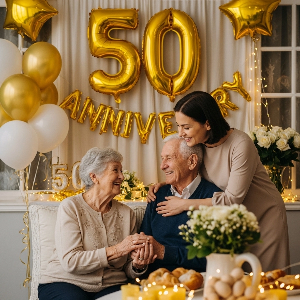 Short & Cute 50th Anniversary Wishes to Parents