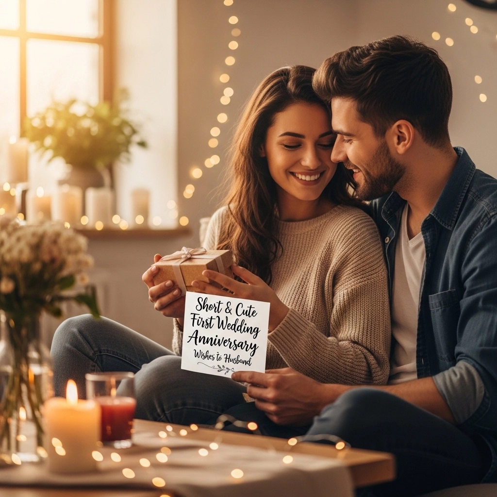 Short & Cute First Wedding Anniversary Wishes to Husband