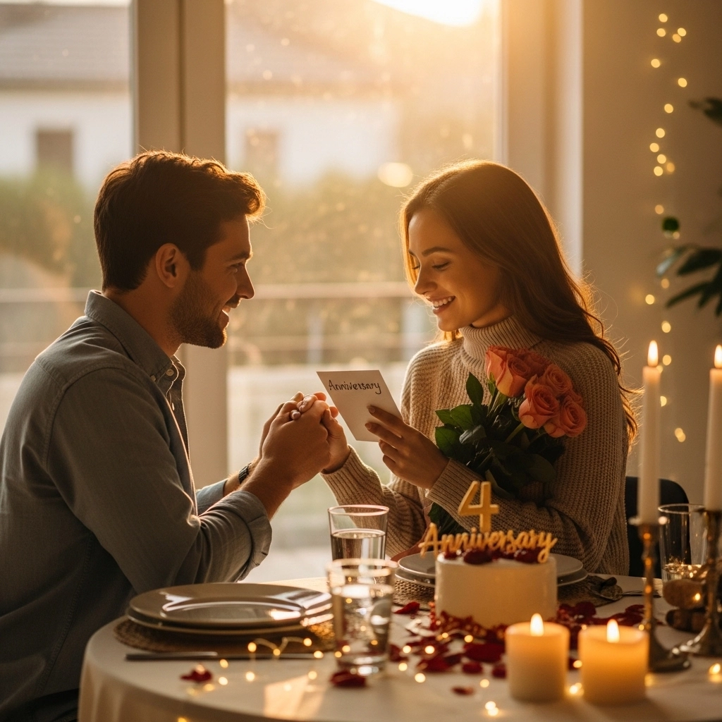 Short & Cute 4th Anniversary Wishes for Husband