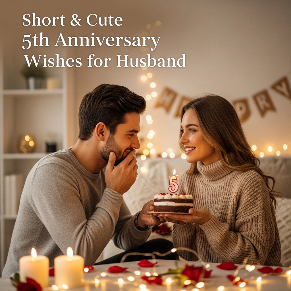 Short & Cute 5th Anniversary Wishes for Husband