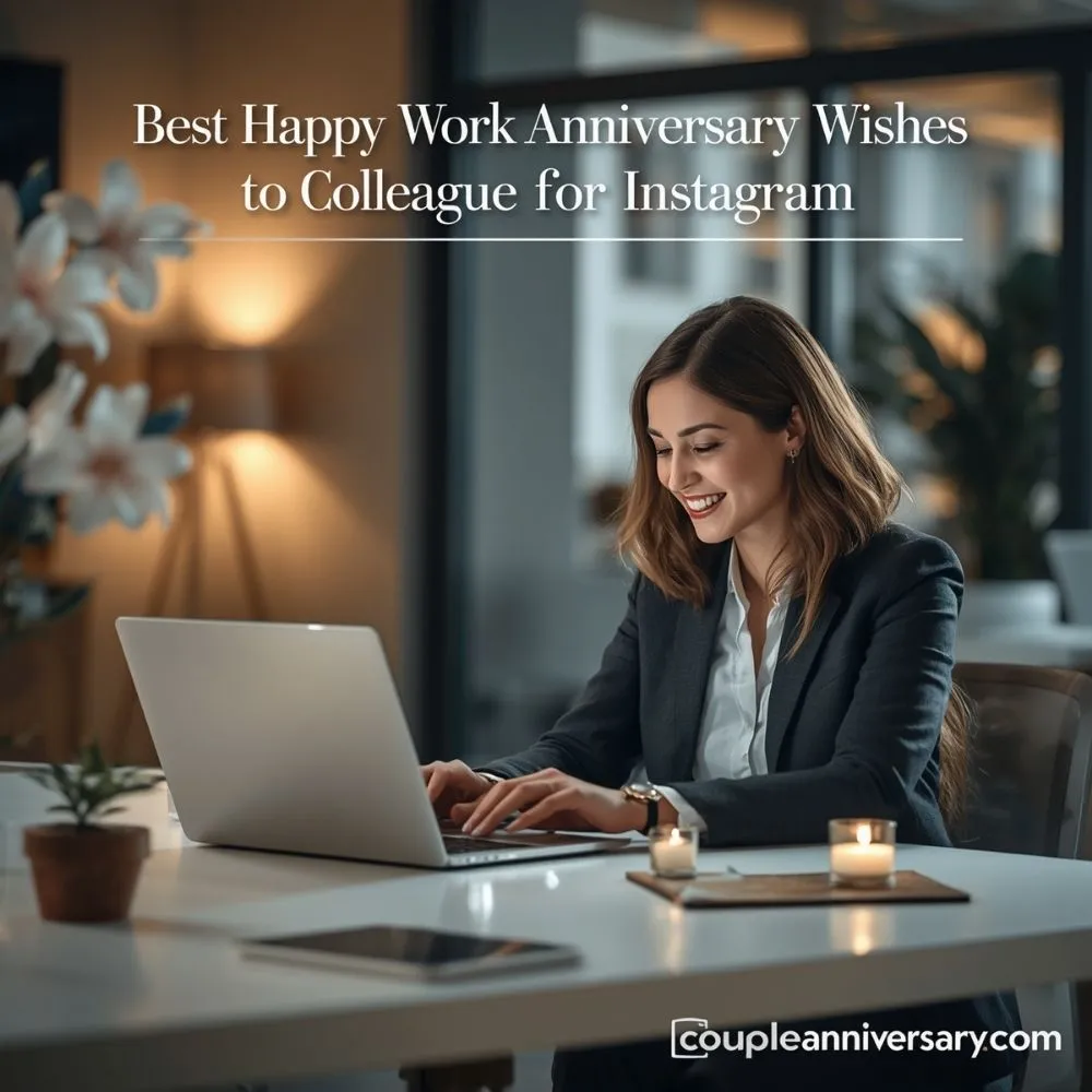 Best Happy Work Anniversary Wishes to Colleague for Instagram