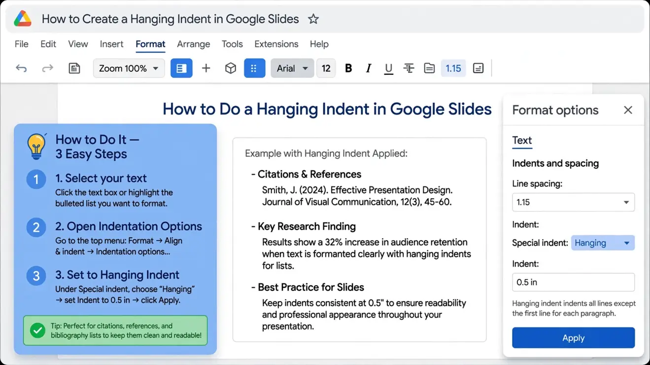 How to Do a Hanging Indent on Google Slides
