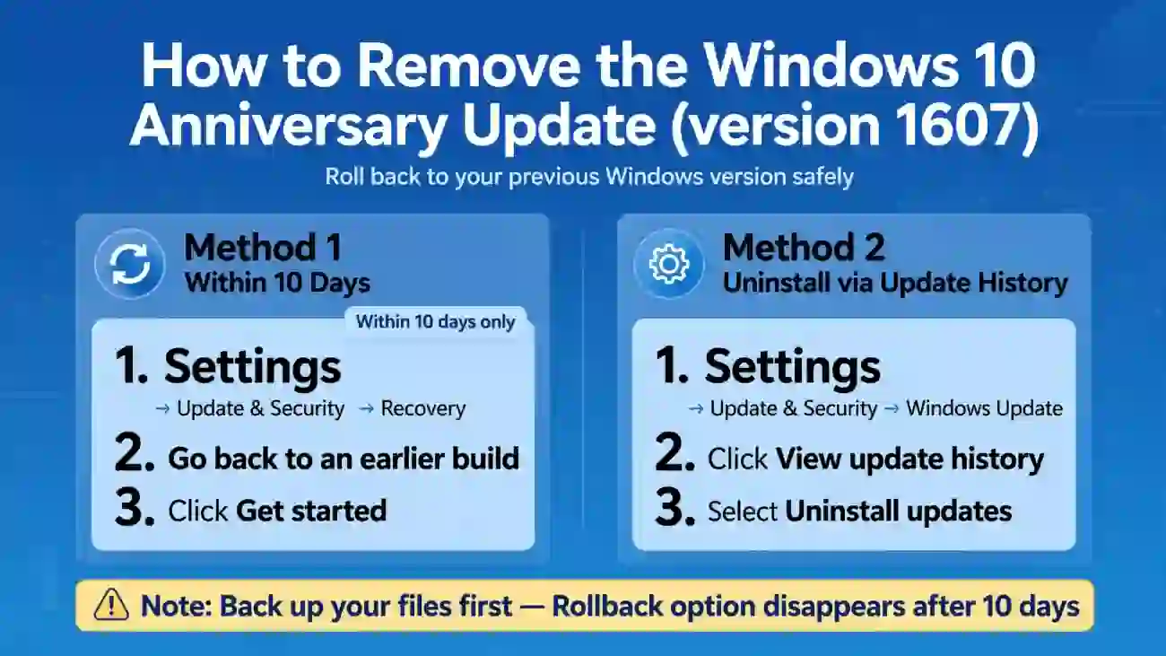 how to remove windows aniversary update